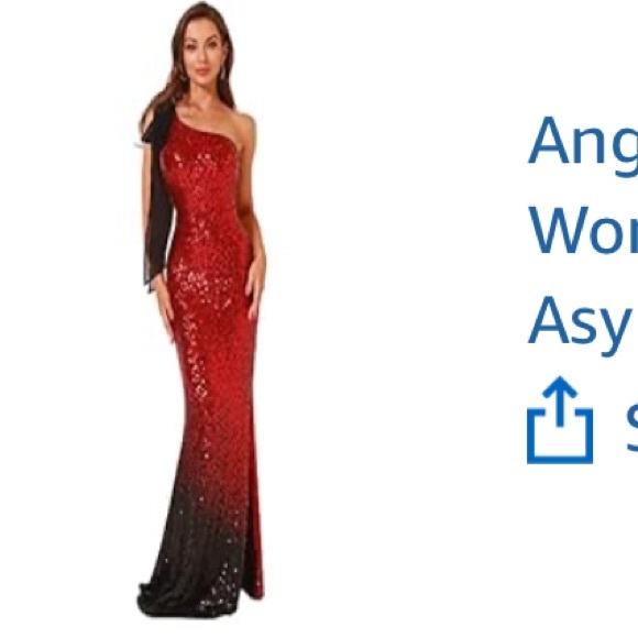 Red and Black Sequin Ombre Off- Shoulder Gown - Picture 1 of 9